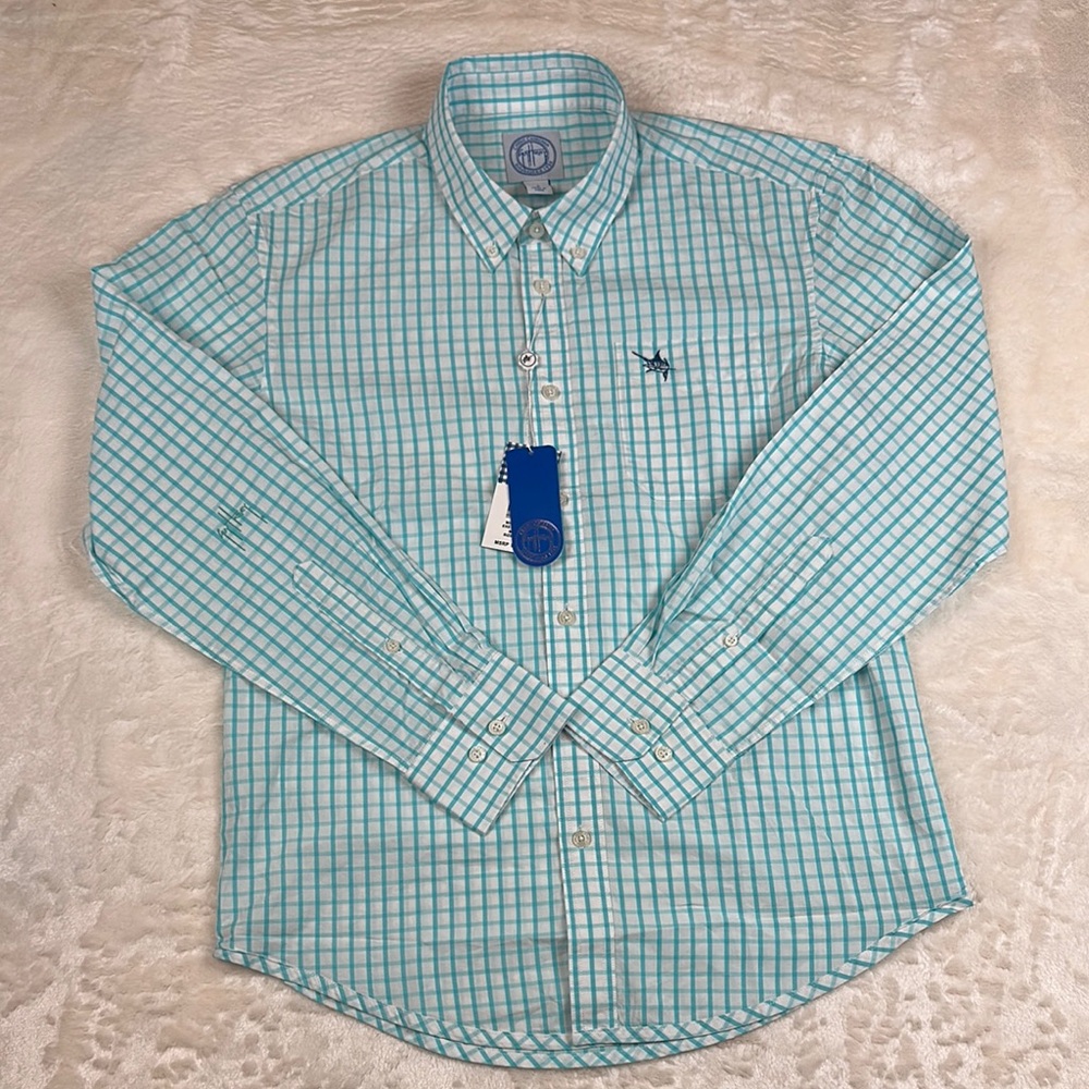 Guy Harvey Blue and White Casual Button Down Shirt